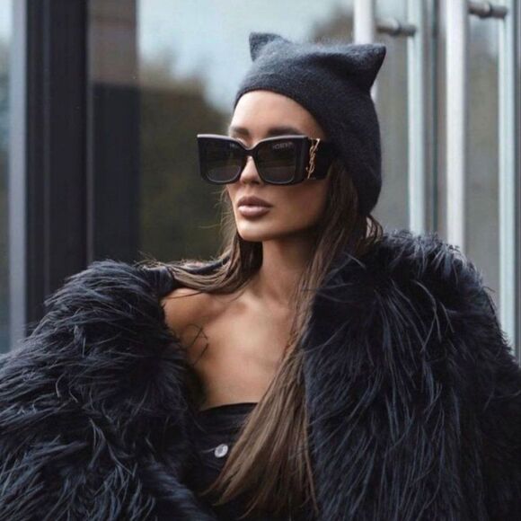 NEW Saint Laurent SLM119 BLAZE 001 Black Grey Oversized Cat Eye Women Sunglasses main image 8